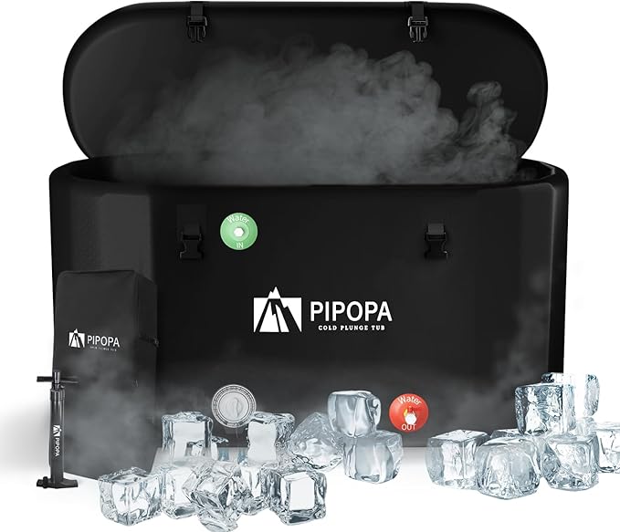 PIPOPA Inflatable Ice Bath Tub for Athletes | Water Chiller Compatible | Long-Lasting Insulation | Outdoor, Indoor, Portable | Drain Valve Included - XXXL 65"L x 30"W x 32"H