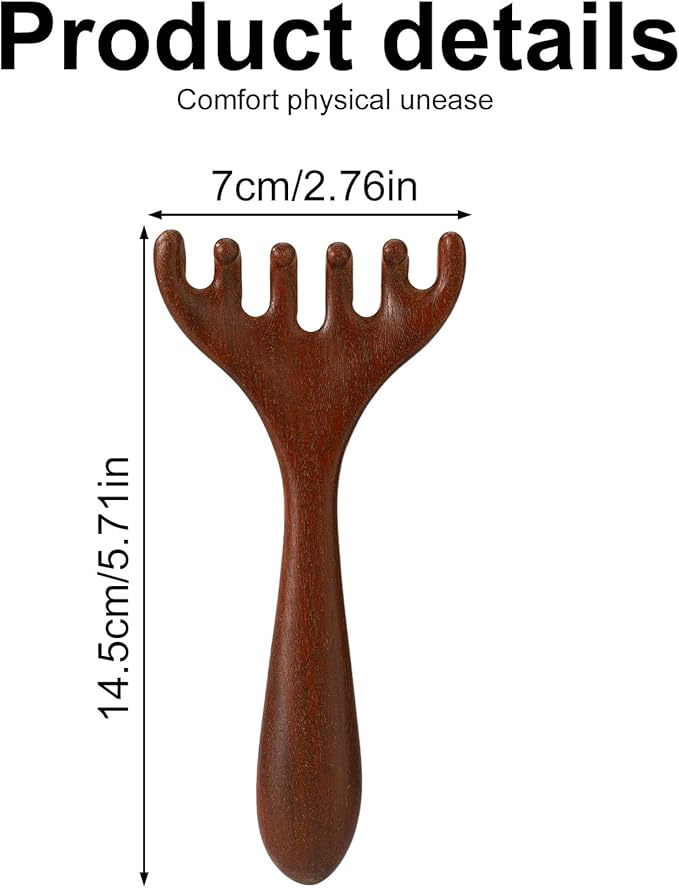 2pcs Wooden Massage Comb, Six-Claw Fishtail Scalp Massager Meridian Scalp for Eye Face Neck & Shoulder Six Touch Comb Manual Head Scratcher Massager Tool for Men & Women