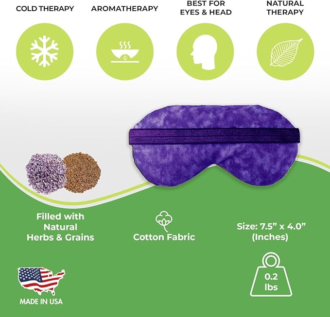 Nature Creation Lavender Aromatherapy Sleeping Eye Mask Pillow - Weighted Eye Mask for Sleeping, Relaxation, Yoga and Stress Relief - Cold Therapy Eye Masks for Women, Men - Purple Marble (Pack of 1)