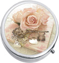 Pink Rose Vintage Key Medicine Vitamin Pill Box