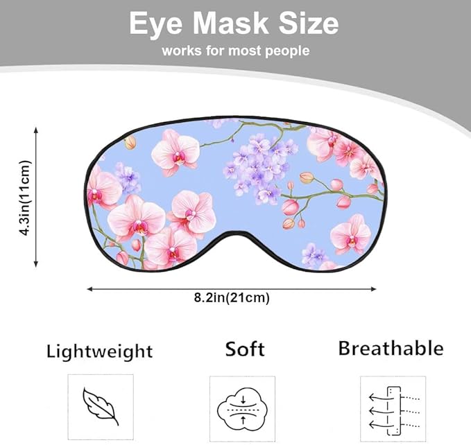 Purple Pink Orchid Flowers Silk Sleep Mask with Adjustable Strap for Travel, Nap, Shift Work, Office