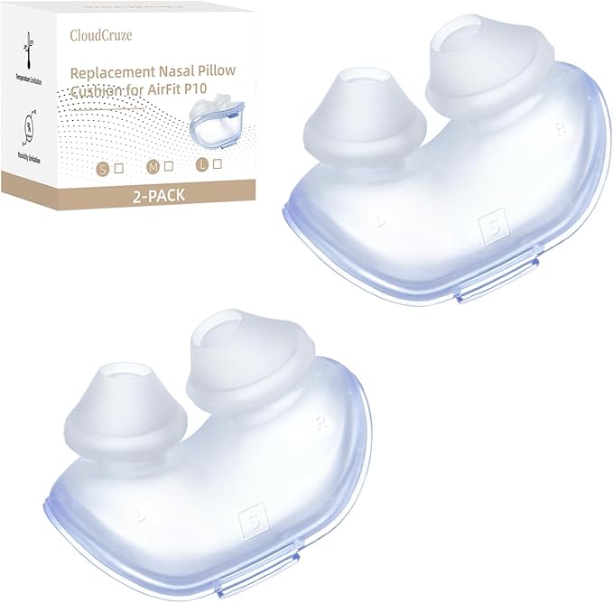 2 Packs Replacement Nasal Pillow Cushion for ResMed AirFit P10, Ultra-Soft Silicone, Better Sealing, Minimize Leakage, Reduce Pressure Points, CPAP Supplies Accessories, Size Small