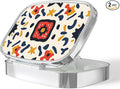 Pill Box-2 Compartment Small Pill Case Portable for Pocket & Purse Single Pill Carrier Pill Container to Hold Vitamins Medication Fish Oil and Supplements BPA-Free(Hand Painted Tiles)