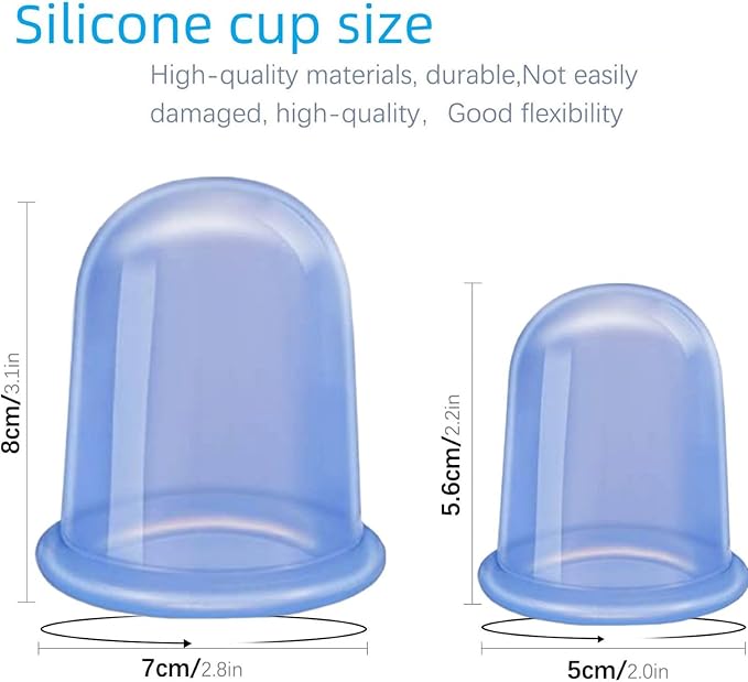 Silicone Cupping Therapy Set - 3 Professional Massage Cups with Storage Bag for Pain Relief, Cellulite Treatment & Muscle Recovery - Medical Grade Vacuum Suction Cups for Body and Face - Home Use