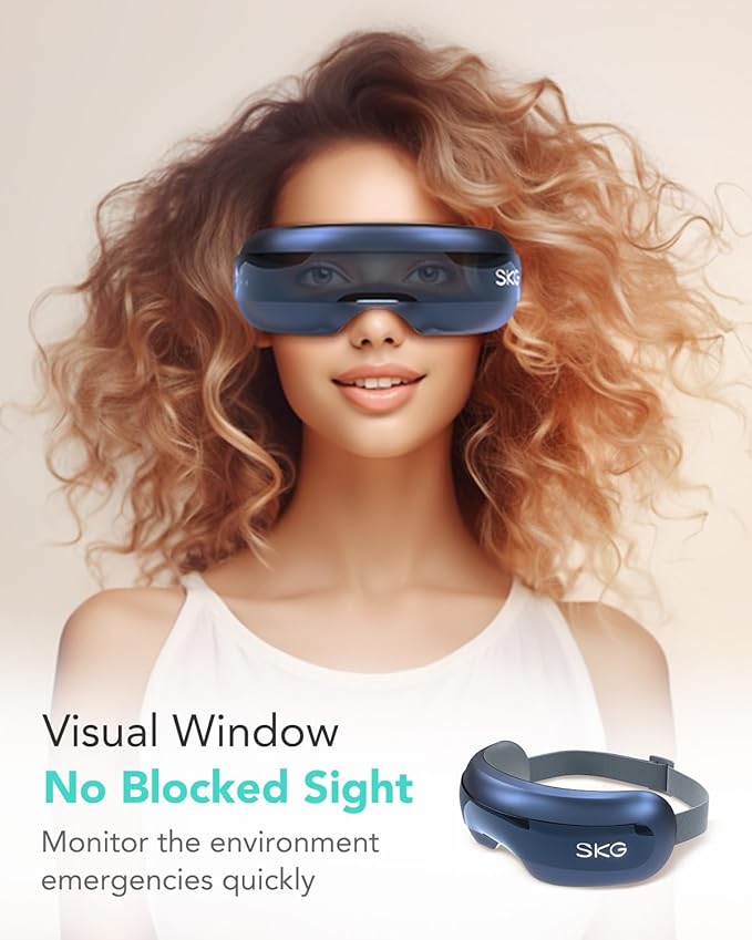 SKG Eye Massager with Heat, Bluetooth Heated Eye Massager for Relief with Vision Window Music, Soothing Eye Care to Relax Eyes, Best Gifts for Women Men