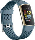 Getino Compatible Fitbit Charge Bands - Breathable Sport Strap for Women & Men, Adjustable Wristbands for Fitbit Charge 5/6, Steel Blue