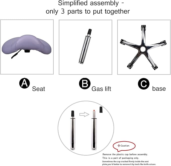 Kaleurrier Saddle Stool Rolling Swivel Height Adjustable with Wheels,Heavy Duty Saddle Chair,Ergonomic Stool Chair for Hair Salon Lab Clinic Dental Massage Home Office Kitchen (Purple, Without Back)