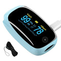 Fingertip Pulse Oximeter with Respiration Rate, Heart Rate, PI and RR Measurement, Rechargeable SpO2 Monitor, 6 View Modes & Rotating OLED Display(Blue）