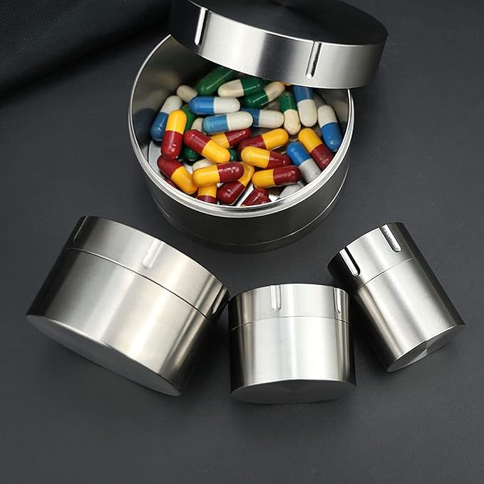 Waterproof Pill Bottle Titanium, Travel Pill Container Medication Organizer, Portable Daily Pill Case, Compact Pill Box for Purse Pocket Handbag, Bpa Free Outdoor EDC Small Pill Holder
