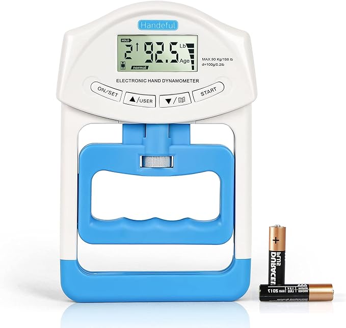 Handeful Grip Strength Tester Trainer - Dynamometer Handgrip Measurer Meter, Handheld Strengthener Exerciser for Sports, School, and Home Use