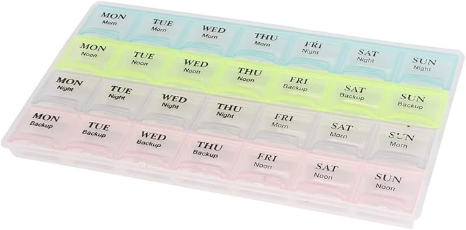 uxcell 7 Day Pill Box Tablet Holder Medicine Storage Organizer 28 Compartment