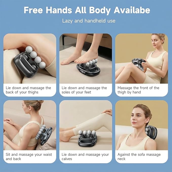 16 Head Massage Gun Deep Tissue - Electric Percussion Massager with Multi Ball Heads, Cordless Handheld Muscle Massage Tool for Back, Neck, Shoulder & Body Pain Relief, Gift for Athletes & Adults
