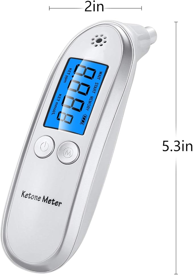 Professional Ketone Breath Analyzer Portable Breath Ketone Meter Digital Ketosis Breath Tester- Breath Analysis with 10 Replaceable Mouthpieces