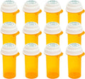 Prescription Reversible Thumb Tab Vials,Pill Bottles with Child Resistant Cap,Empty Medicine Bottles with Caps,Medicine Container for Personal Medication & Pharmacy.(10dram,12pcs)