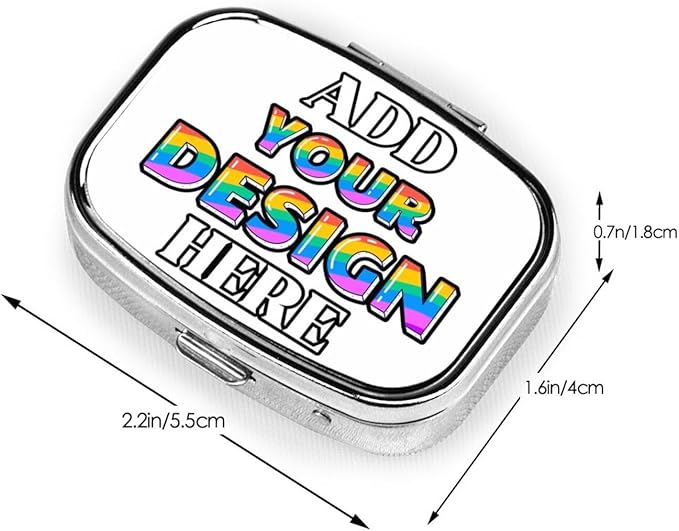 Custom Pill Case, Medicine Pill Box Organizer Container Travel Pill Holder Vitamin for Purse Med Wallet Portable Mini Pastillero Square, White, Personalized Gifts