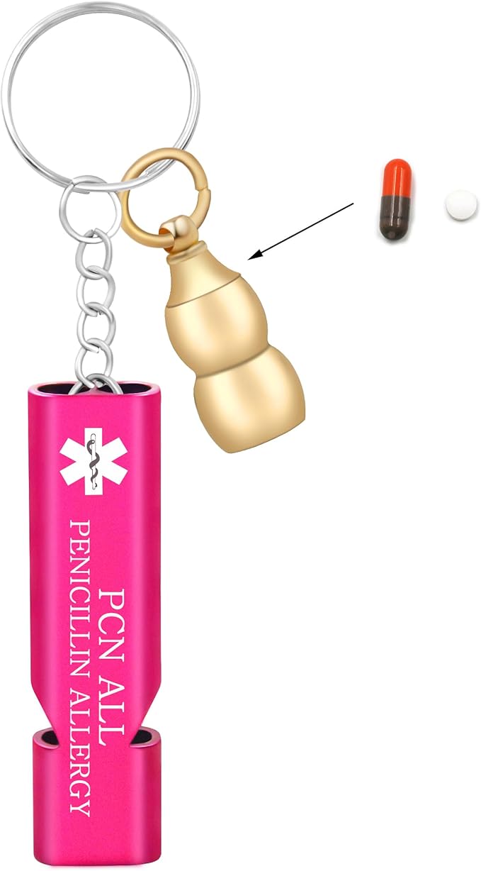 Medical Keychain with Gourd Pill Case – High Pitch Dual Tube Survival Whistle YA6000