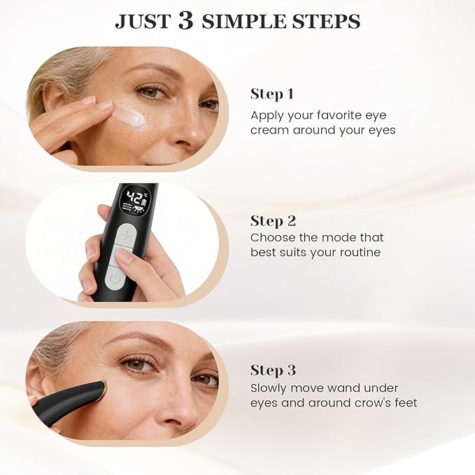 Eye Lift Wand, 3 Modes Eye Massager Wand, Eye Massager for Dry Eyes, Dark Circles and Puffiness, Eye Lifting Device for Fine Lines, Pink
