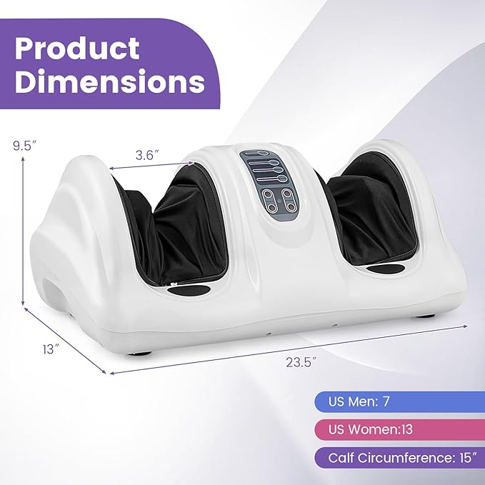 Giantex Shiatsu Foot Massager Machine for Feet, Leg Calf Ankle, Relieve Pain, Spa Gift Deep Kneading Rolling Massage, Electric Shiatsu Feet Massager w/Remote, 4 Modes, White