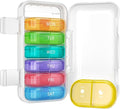 Vikie Weekly Pill Organizer 2 Times a Day with AM PM Sections, BPA-Free, Portable & Moisture-Proof for Pills, Vitamins, Supplements (2x7 Transparent + Rainbow)