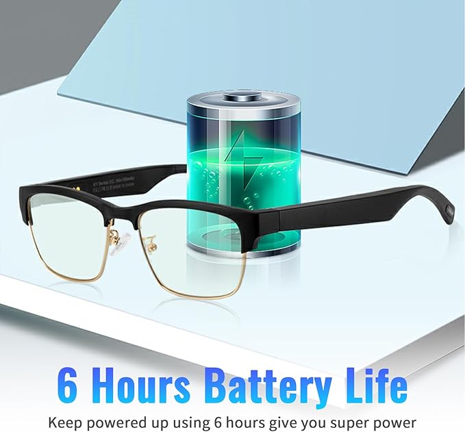 Bluetooth Audio Smart Glasses - Blue Light Glasses for Women and Men, Open Ear Sound with Mic & Speakers, Blue Light Filter & Polarized Sunglasses Lenses，Silver