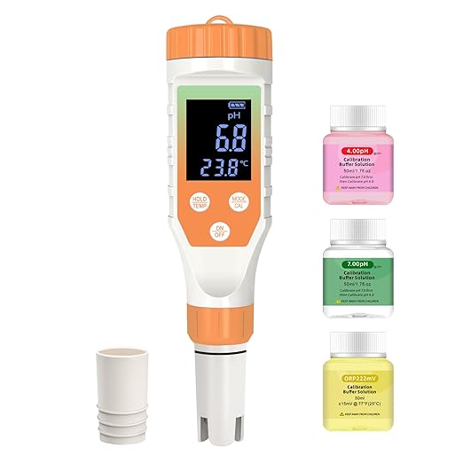 7-in-1 Digital Water Quality Tester - ph Meter, pH TDS EC ORP Salt Temperature Meter, Portable Testing Kit with Digital Display