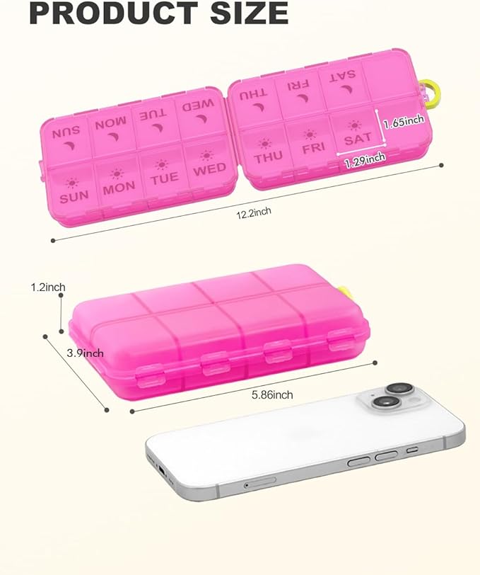 Pill Organizer Medicine Organizer Travel Essentials - Travel Pill Case with Labels, Large Daily Medicine Dispenser