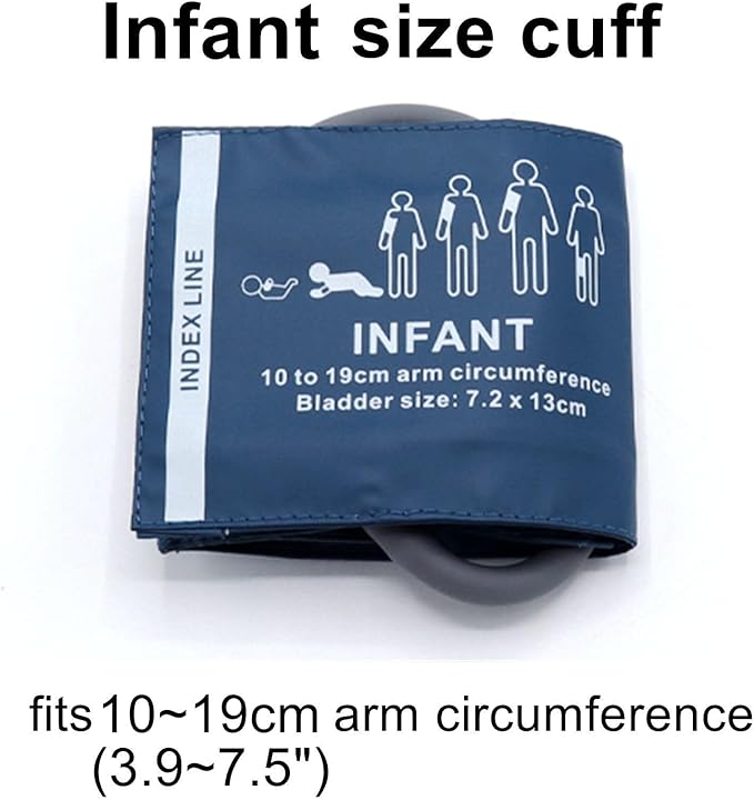 Universal NIBP PU Cuff for Infant 10-19cm, Single Tube Reusable Replacement Blood Pressure Cuff, No Connector
