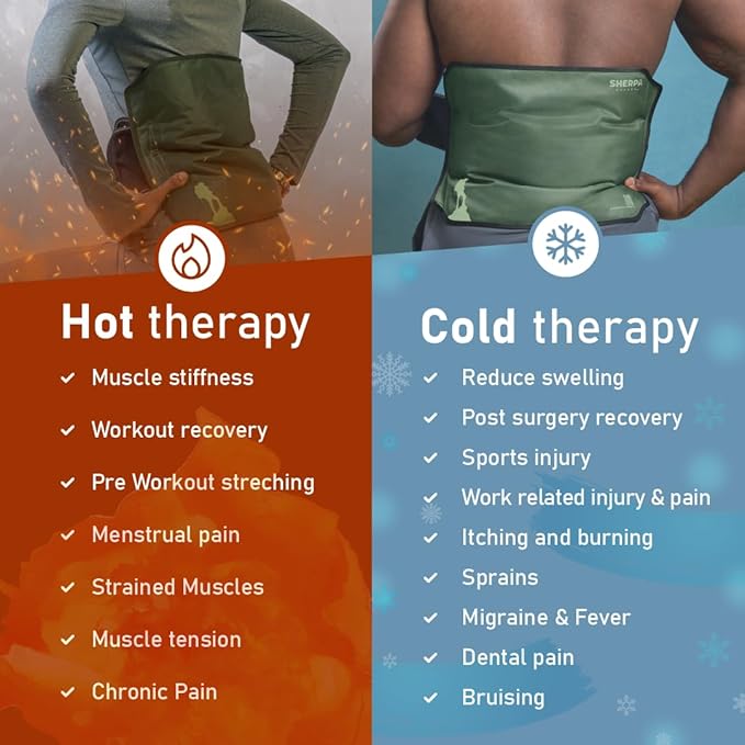 Large Ice Packs for Injuries Reusable Wrap with Straps - Soft Gel Hot and Cold Packs for Injuries, Hip, Shoulder, Back Pain Relief - 12" x 15" - Green