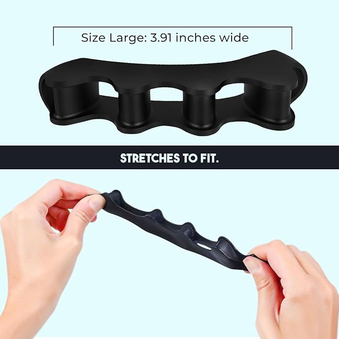 PrimalStep Toe Separators, Spreaders, Spacers, Straightener to Correct Toes for Men and Women, Bunion Corrector, Foot Pain, Plantar Fasciitis, Over 50% Thicker, Large