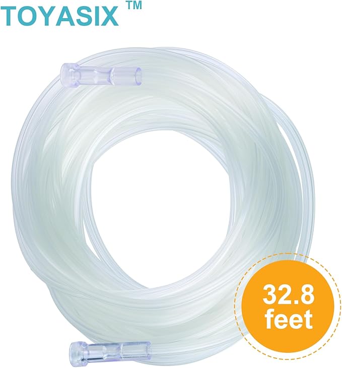 Oxygen Supply Tubing - Premium Crush-Resistant with Curved Prongs, High Flow Oxygen Tubing for Oxygen Concentrator Machine, Nebulizer Tubing & Oxygen Therapy - 32.8 FEET 3 Pack