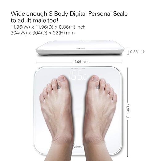 VisionTechShop S Body High Precision Ultra Wide Digital Body Weight Bathroom Scale up to 396lb/180kg, Super-Clear Large LED Display,Step-On Technology, White