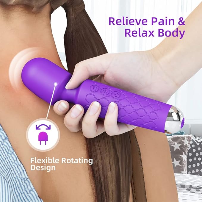 Manual Back Personal Massager - Cordless Massager Stick - Quiet Handheld Body Massager - Deep Tissue Back Massager for Muscle Recovery Pain Relief for Shoulders, Legs, Neck-20 Modes & 8 Speeds