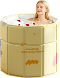 Portable Bathtub, Hot Ice Bath Tub Inflation-free, Shower Bathroom SPA Soaking Tub, Collapsible Bathtub No Installation for Home & Outdoor (Warm Yellow, 27.55"L x 27.55"W x 27.55"H)