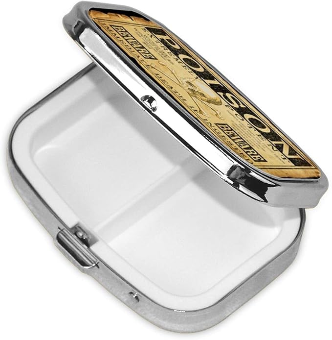 Metal 2 Compartment Pill Organizer Travel Friendly Portable Compact Pill Box Cute Pill Case, for Pocket Wallets Daily Portable Medicine Vitamin Tablet Storage (Extremely Potent)