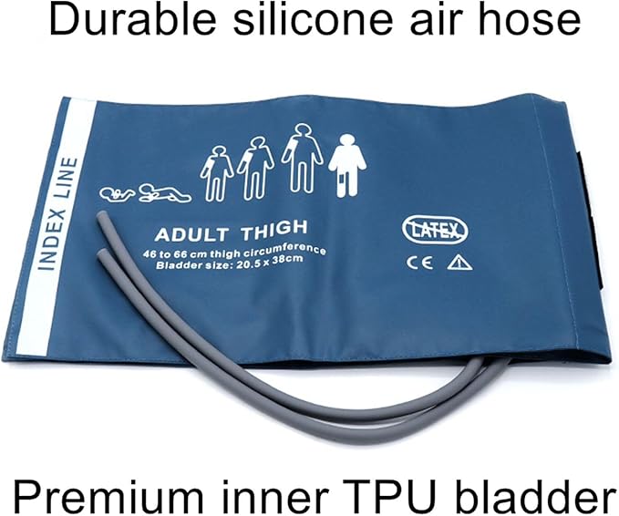 Universal NIBP Cuff with BP12 Connector for Thigh, 46-66 cm Reusable Dual Tube PU Replacement BP Cuff with Inner Airbag for Blood Pressure Monitor Machine