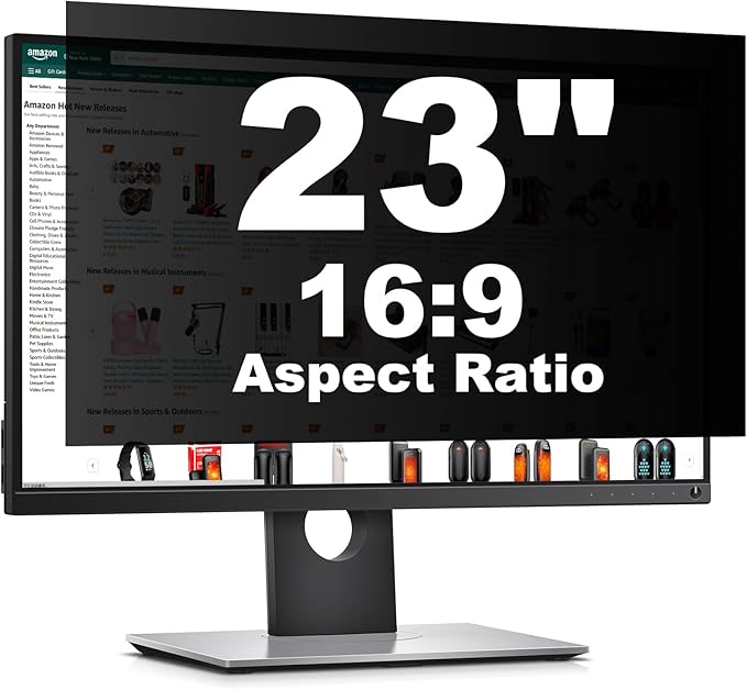 23 Inch Computer Privacy Screen Protector for 16:9 Widescreen Monitors-Anti-Glare & Blue Light Filter,Anti-Spy Film,Reduces Eye Strain (Fits Most Desktop Screens)