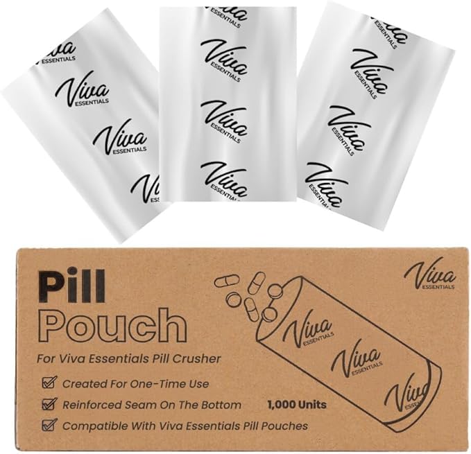 VivaEssentials 1000 Pill Crusher Pouches for VivaEssentials Pill Crusher