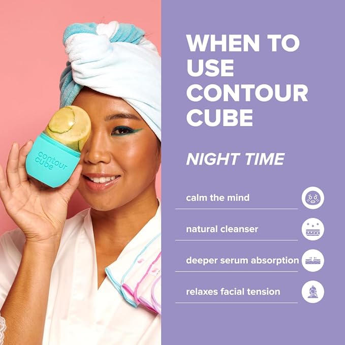 Contour Cube Original - Ice Roller for Sculpting & De-Puffing - Face Ice Roller & Massager with BPA-Free Silicone - Ice Mold for Face - Skin Care Tools for Daily Skincare (180ml) - Mint