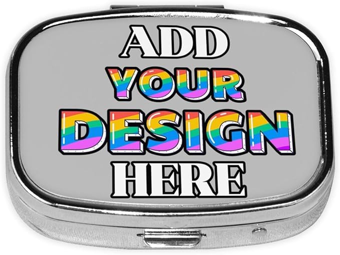 Custom Pill Case, Medicine Pill Box Organizer Container Travel Pill Holder Vitamin for Purse Med Wallet Portable Mini Pastillero Square, Silver, Personalized Gifts