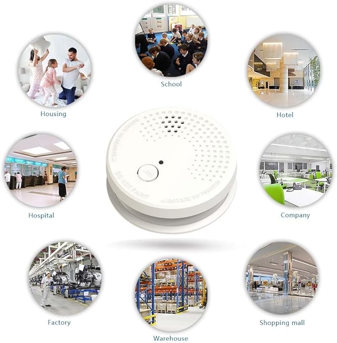Smoke Detector 4 Pack Fire Alarms 9V Battery Operated Photoelectric Sensor Smoke Alarms Easy to Install with Light Sound Warning, Test Button,9V Battery Included Fire Safety for Home Hotel
