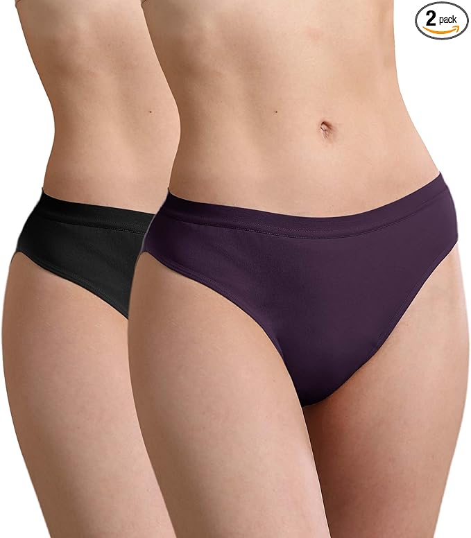 Washable Incontinence Underwear for Women, 2 oz Ladies Leak Proof Briefs for Postpartum Bladder Control 2 Pack (Black-Berry, 2XL)