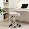 Saddle Stool, Adjustable Height Ergonomic Swivel Chair with Wheels, PU Leather Saddle Seat with Ring Pedal for Salon, Massage, Clinic, Lab, and Office