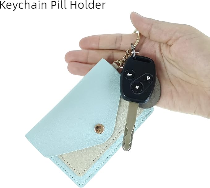 Birth Control Pill Case/Wallet PU Leather Medicine Holder Keychain Envelope Purse(Purple)