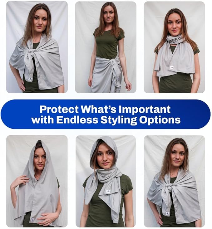 DefenderShield® EMF 5th Generation Wireless Emission Radiation Protection Shielding Scarf - One Size for Men and Women