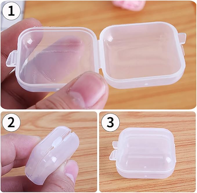 10 Pcs Mini Clear Plastic Boxes Transparent Pills Case Square Jewelry Bead Containers Empty Earplugs Box for Storage Small Items