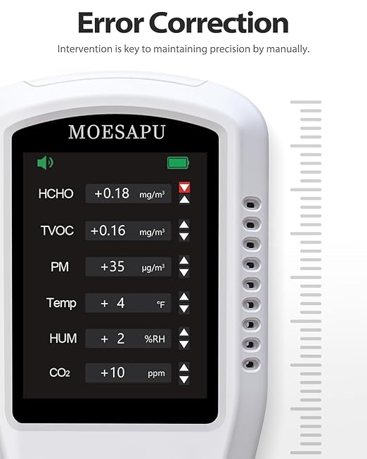 9-in-1 Air Quality Monitor, HCHO TVOC CO2 PM10 PM2.5 PM1.0 Detector, Formaldehyde Alarm, Particulate Matter Tester, Carbon Dioxide Meter, AQI with Temperature Humidity Reader in Home