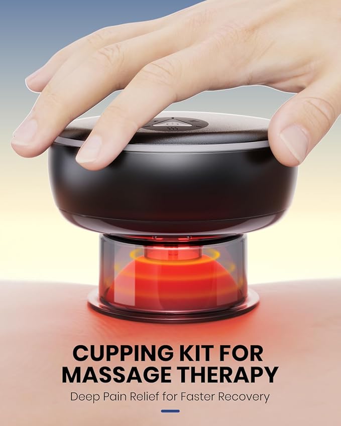 Electric Cupping Kit for Massage Therapy with Remote Controller - 32 Levels of Adjustable Suction & Heat, Portable Cupping Therapy Set for Back Pain Relief, Neck Muscle Soreness