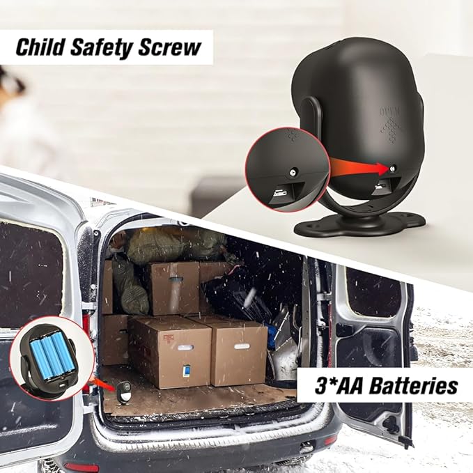 Luckydeer 125dB Loud Motion Sensor Alarm with 328ft Remote Control (40ft PIR Detector, 3*AA Batteries), Indoor Wireless Infrared Security Motion Detector with Siren for Home/Shed/Garage/Van (Black)