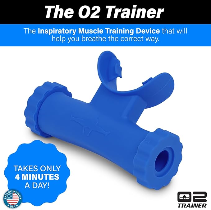O2Trainer Breathing Muscle Training Device | Lung Power & Endurance Tool for Athletes, Singers & High-Altitude Performance | Diaphragmatic Respiratory Trainer | 16 Resistance Caps