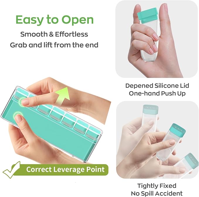 Weekly Pill Organizer 1 Time a Day, HIONXMGA Detachable Travel Pill Box 7 Day, Large Medicine Pill Case Container for Daily Medication Vitamin Supplement Fish Oil, Portable Week Pills Holder, Cyan
